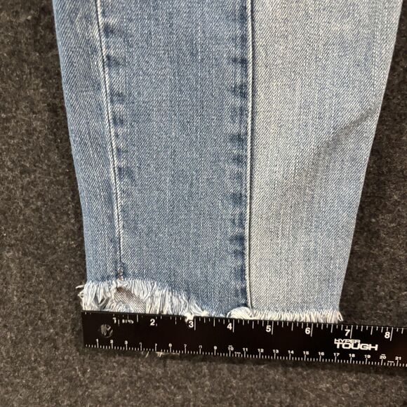 American Eagle Vintage Hi-Rise Jeans Women's 8 Blue Two Tone Button Fly Denim - Picture 8 of 13